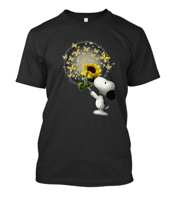 Snoopy With Sunflower And Butterflies T-Shirt