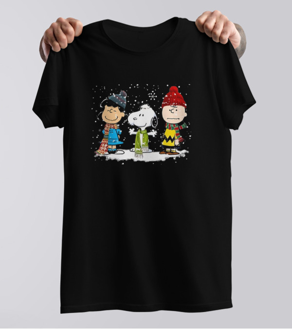 Charlie Brown And Snoopy With Friends In Winter Outfits T-Shirt