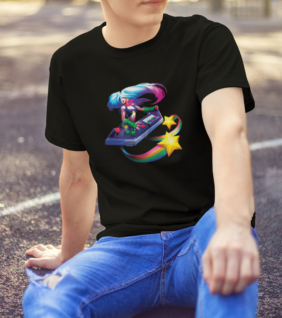 DJ Sona Arcade Console Stars And Rainbow Gaming T-Shirt