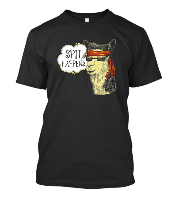 Spit Happens Llama Funny Sunglasses Bandana T-Shirt
