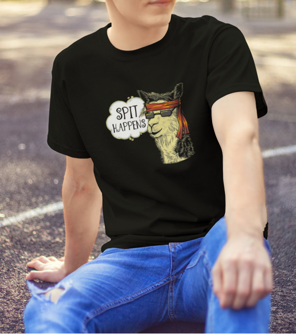 Spit Happens Llama Funny Sunglasses Bandana T-Shirt