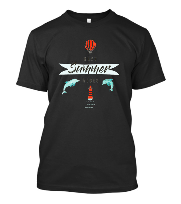 Best Summer Vibes Hot Air Balloon And Dolphins T-Shirt