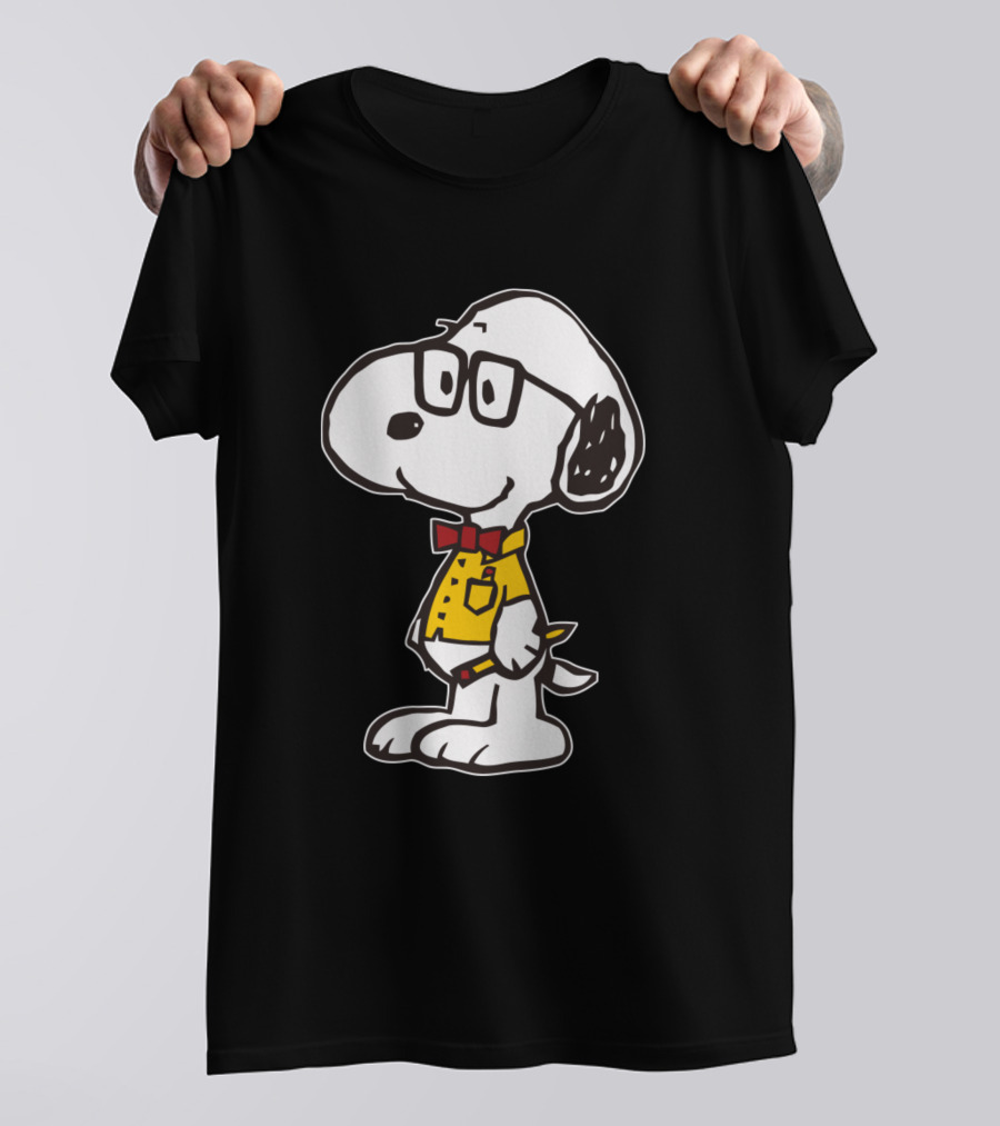 Snoopy Nerd Glasses Bow Tie And Yellow T-Shirt