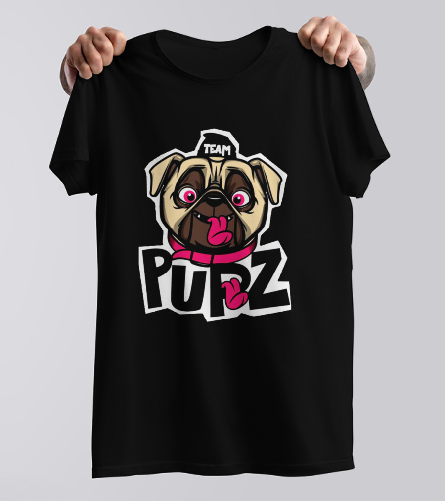 Team Pupz Funny Pug Cartoon Expression T-Shirt
