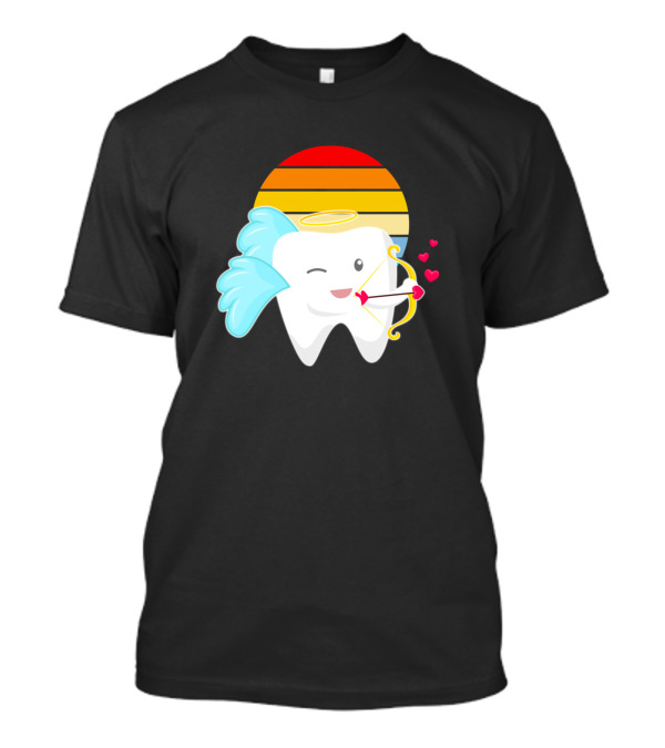 Valentines Day Dentist Dental Cupid Tooth Heart Sunset Archery Angel T-Shirt