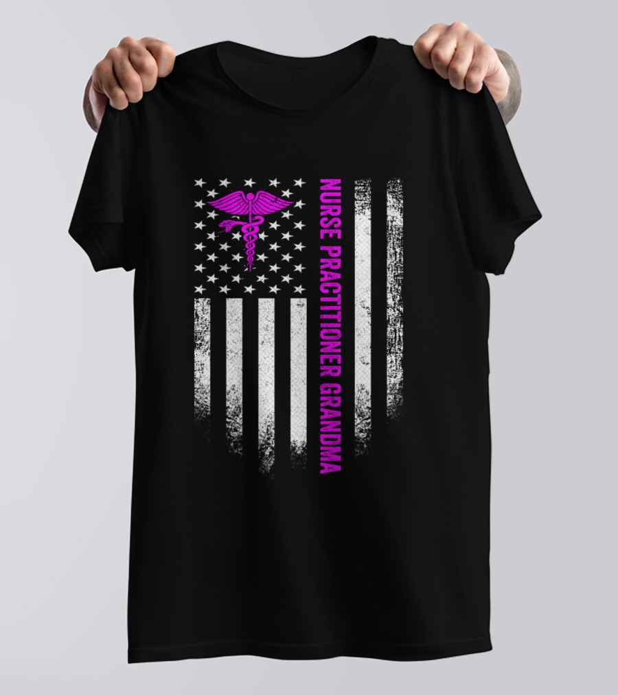Vintage USA American Flag Nurse Practitioner Grandma T-Shirt