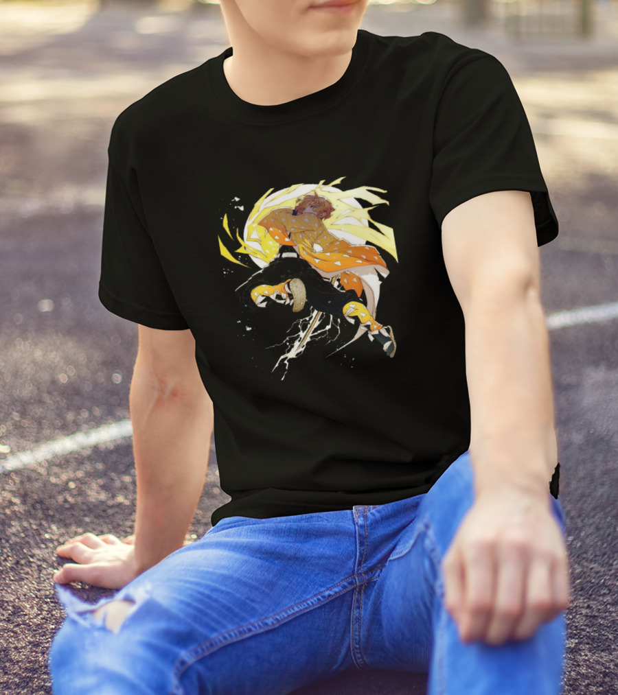 Zenitsu Agatsuma Thunder Breathing Anime Action Pose T-Shirt