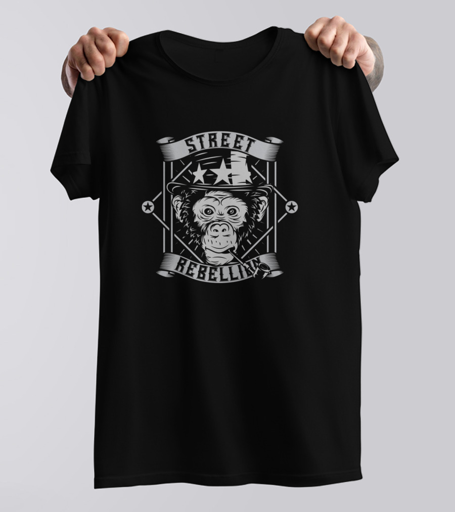 Street Rebelling Monkey Star Hat T-Shirt