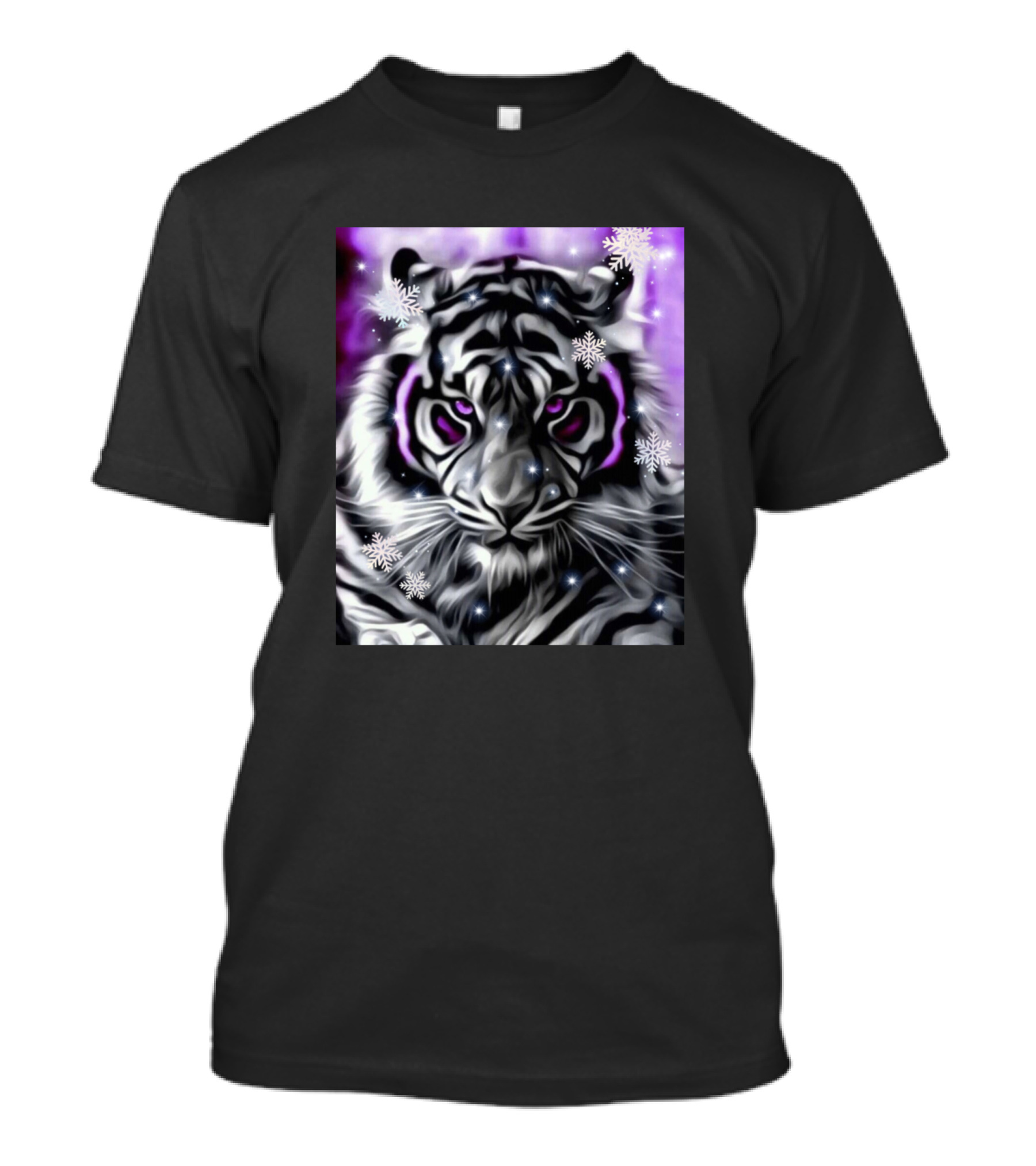 Tiger Most Dangerous Purple Eyes Snowflakes T-Shirt