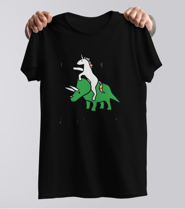 To The Disco Unicorn Riding Triceratops T-Shirt