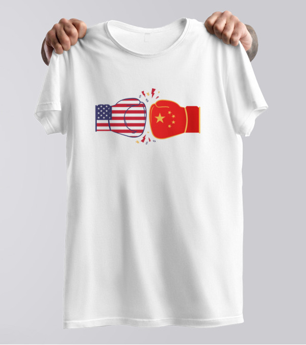 USA China Trade War Boxing Gloves Collision T-Shirt
