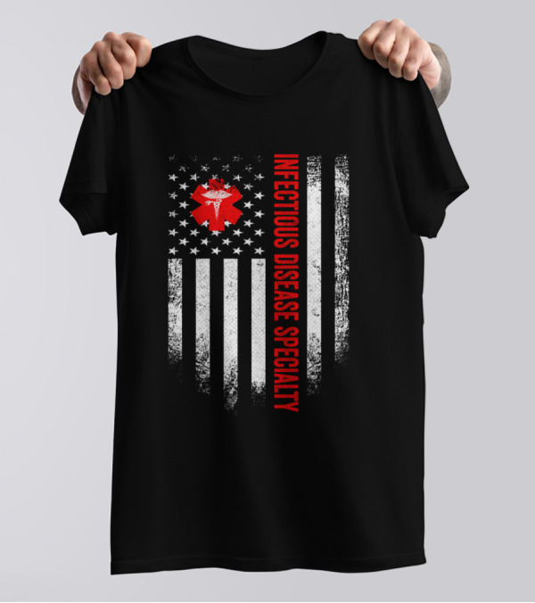 Vintage Infectious Disease Specialty Doctor American Flag Medical T-Shirt
