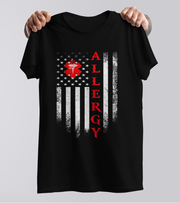 Vintage USA Allergy Flag With Allergist Design Elements T-Shirt