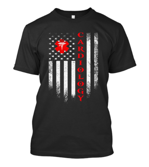 Vintage USA Cardiology American Flag Cardiologist Doctor T-Shirt