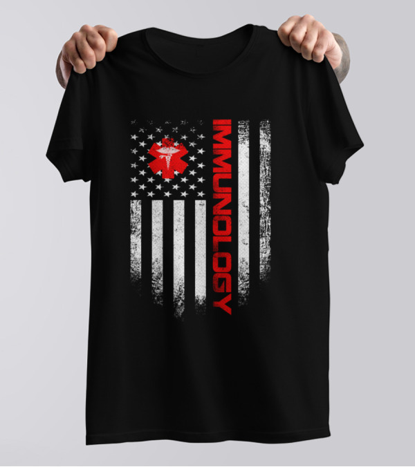 Vintage American Flag Immunology Doctor USA Immuno T-Shirt