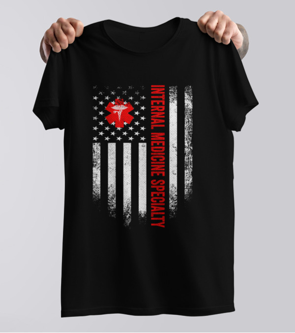 Vintage USA Internal Medicine Specialty Doctor American Flag Paramedic T-Shirt