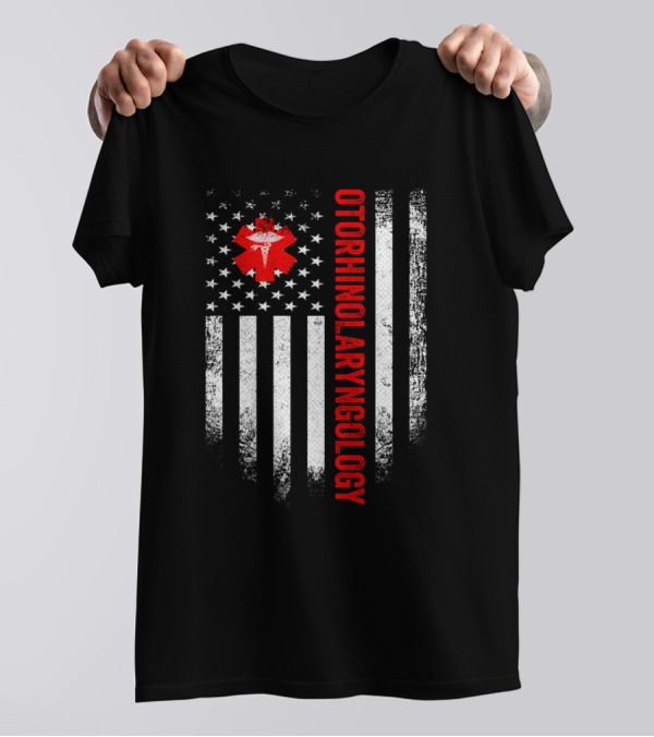 Vintage USA Otorhinolaryngology Doctor American Flag T-Shirt