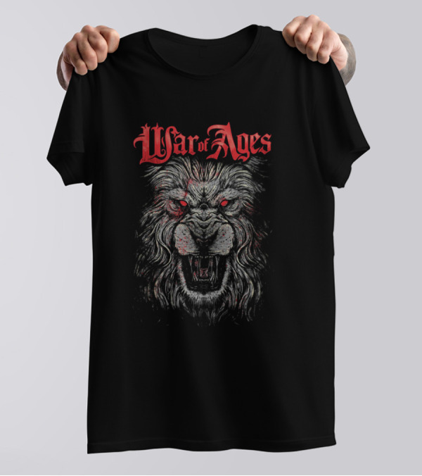 War Of Ages Lion Roar In Dark Red And Gray T-Shirt
