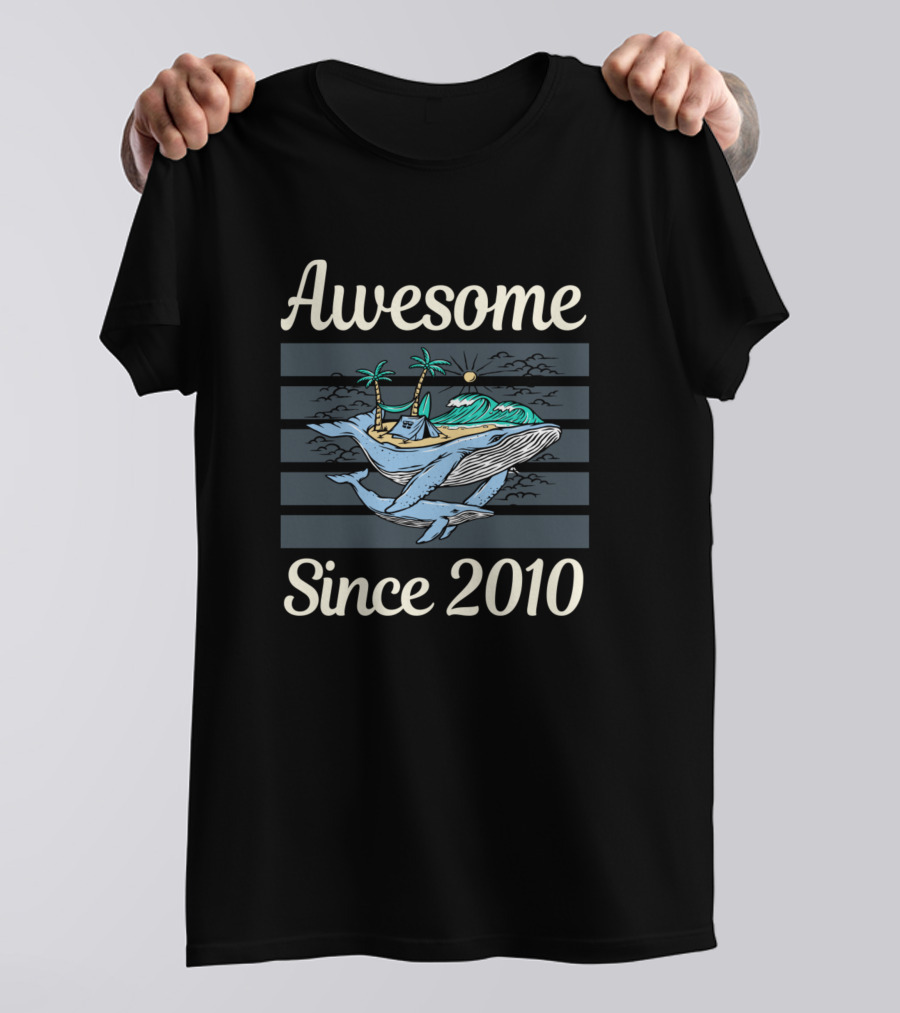 Awesome Whales Island Beach Since 2010 T-Shirt
