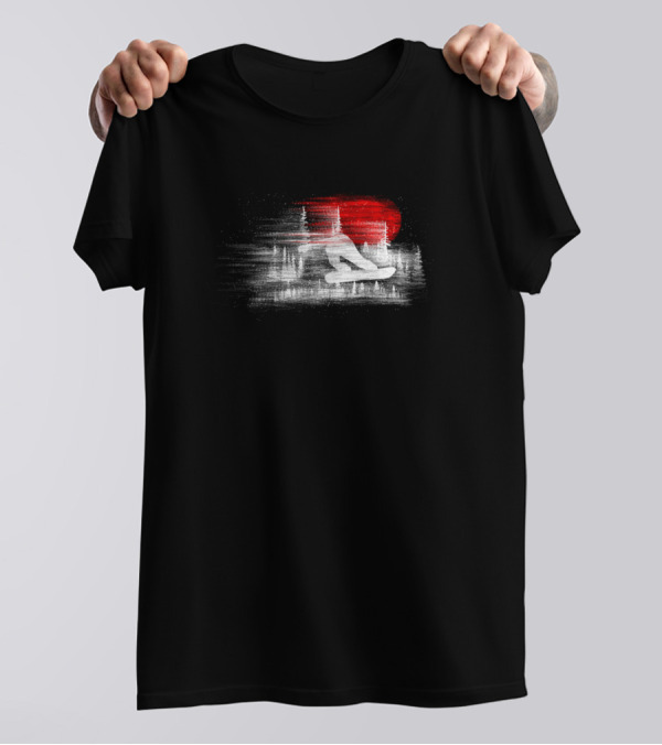 Wind Snowboarder Red Sunset Forest Scene T-Shirt