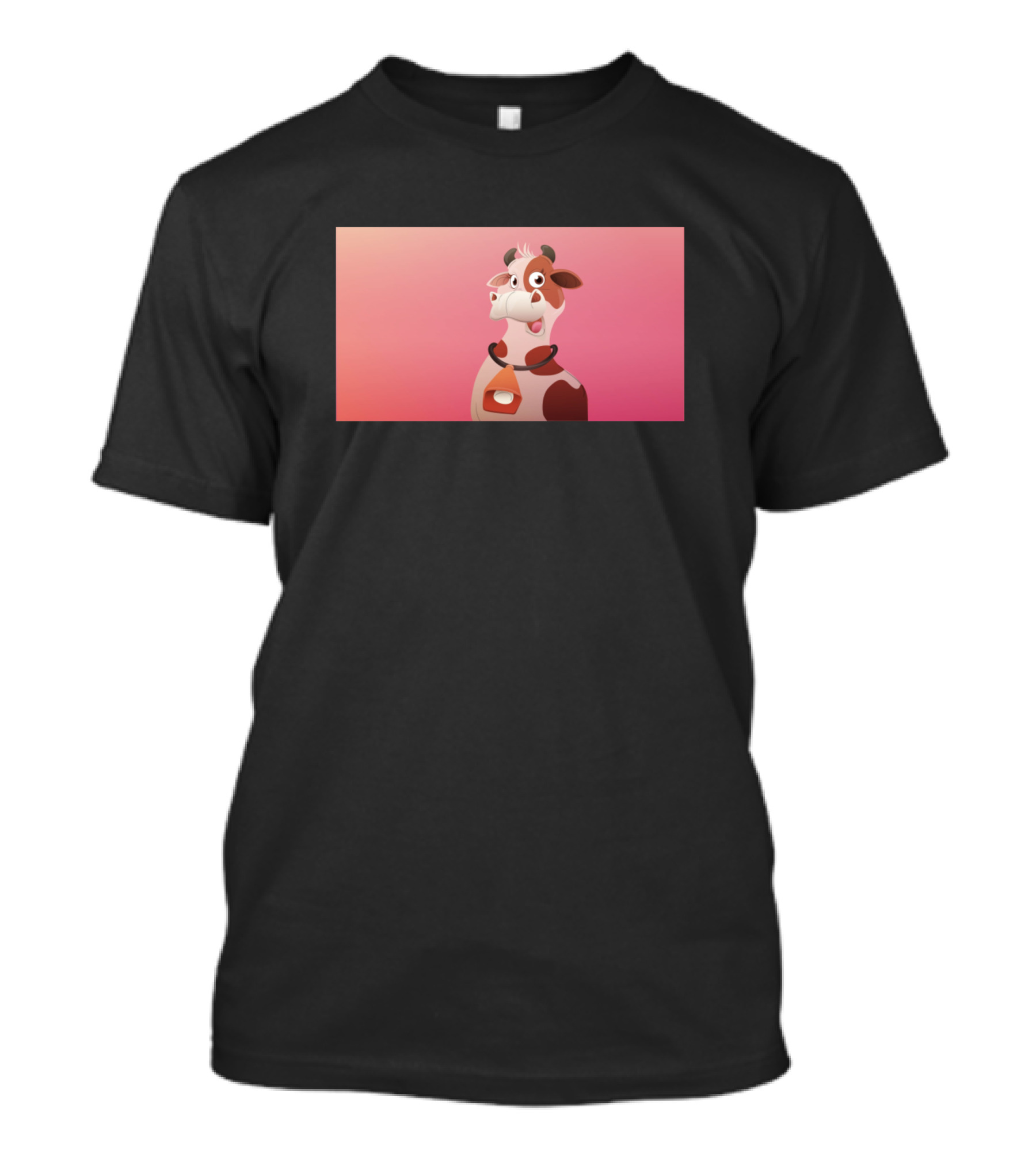 Year With Cartoon Cow On Pink Gradient Background T-Shirt