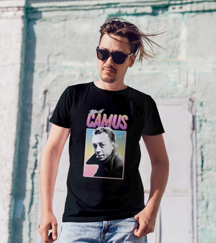 Albert Camus Retro Portrait Philosophy T-Shirt