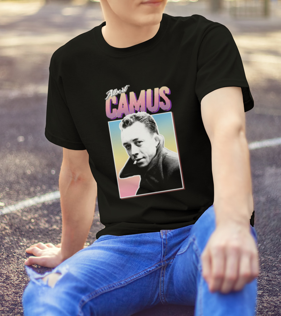 Albert Camus Retro Portrait Philosophy T-Shirt