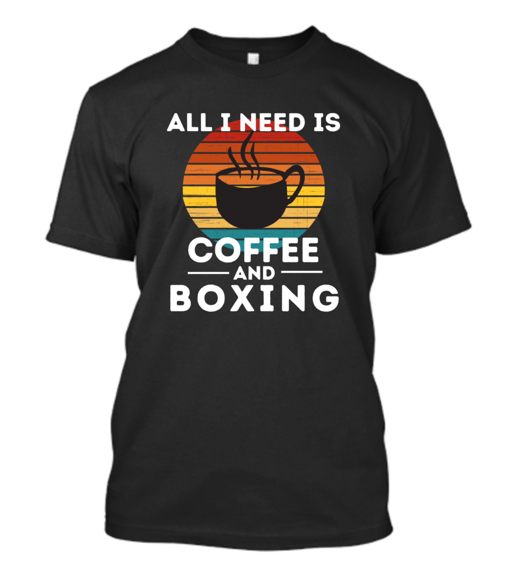 All I Need Is Coffee And Boxing Retro Sunset T-Shirt