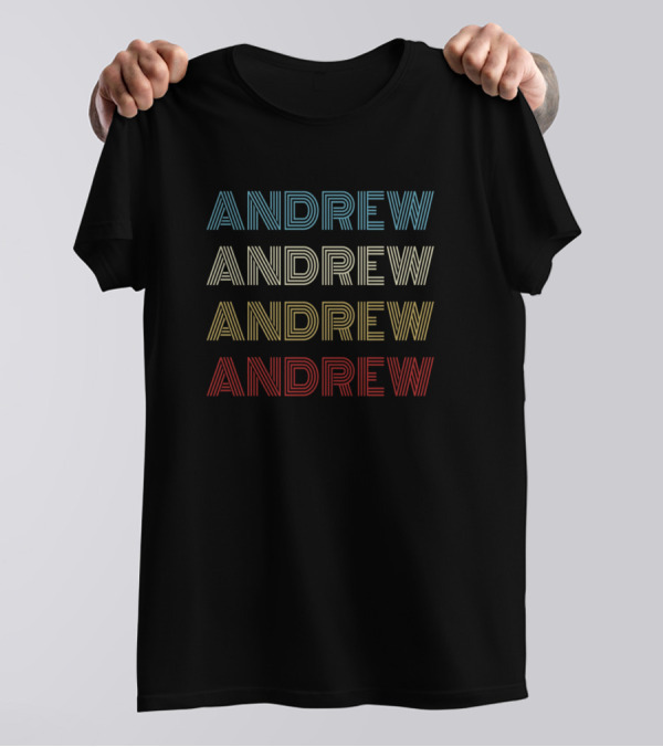 ANDREW First Given Name Multi-Color Text T-Shirt