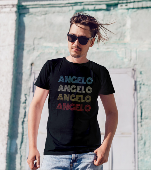 Angelo First Given Name Pride Retro T-Shirt