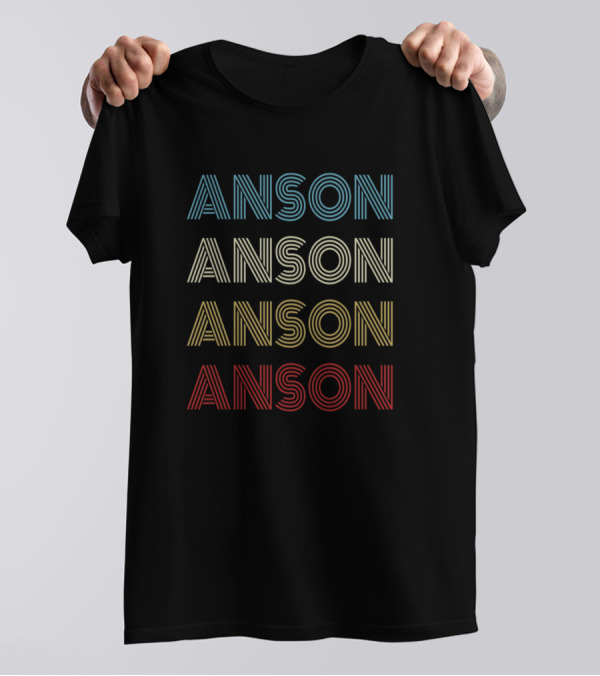 Anson Multicolor Striped Vintage Text T-Shirt