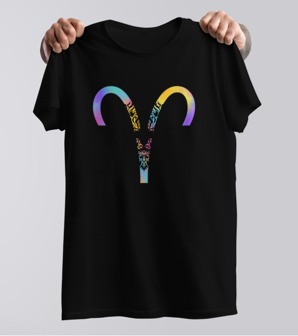 Aries Zodiac Symbol With Colorful T-Shirt