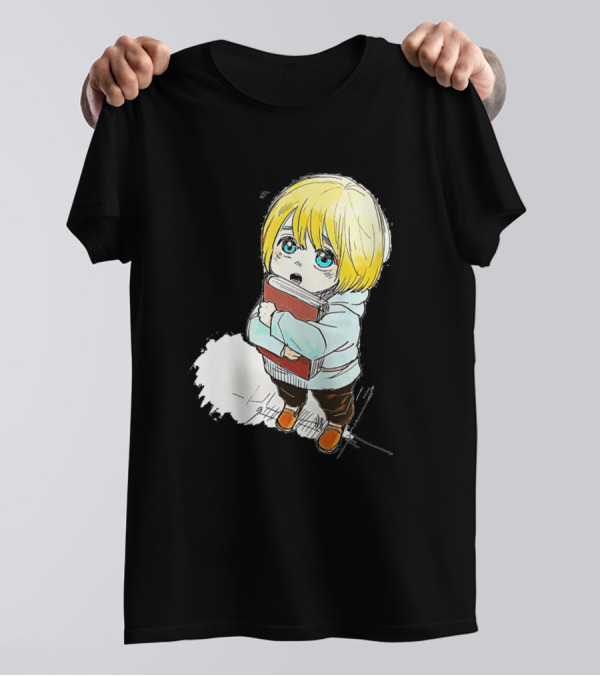 Armin Arlert Chibi Cute Anime Character With Book T-Shirt