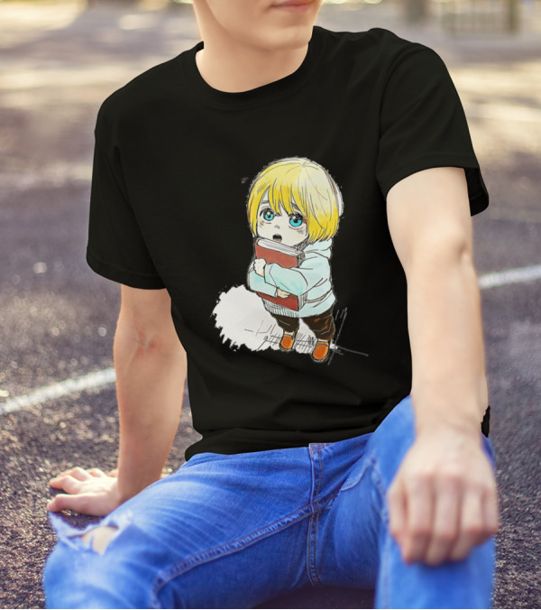 Armin Arlert Chibi Cute Anime Character With Book T-Shirt