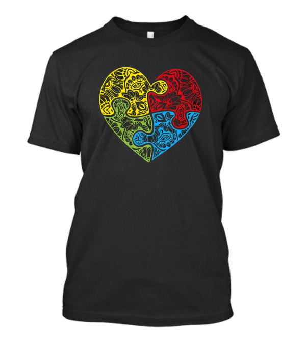 Autism Heart Puzzle Colorful Autism Awareness T-Shirt
