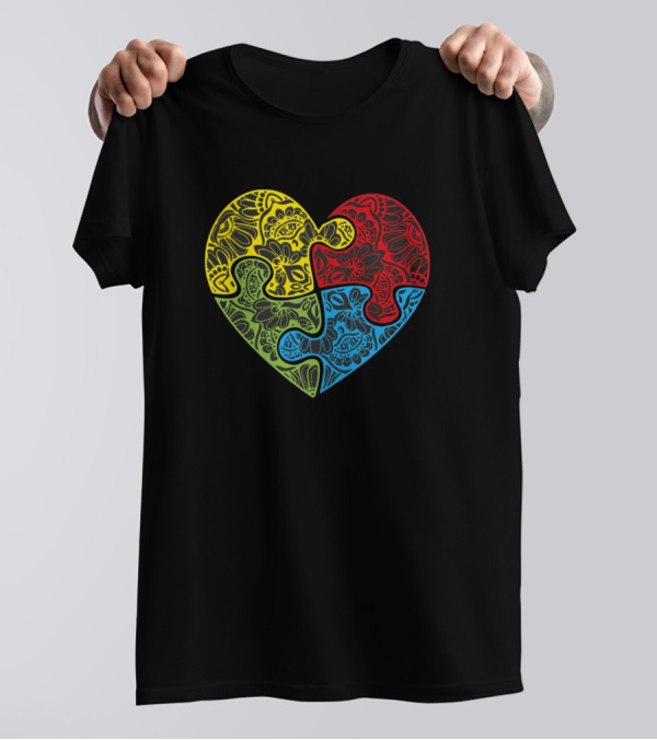 Autism Heart Puzzle Colorful Autism Awareness T-Shirt