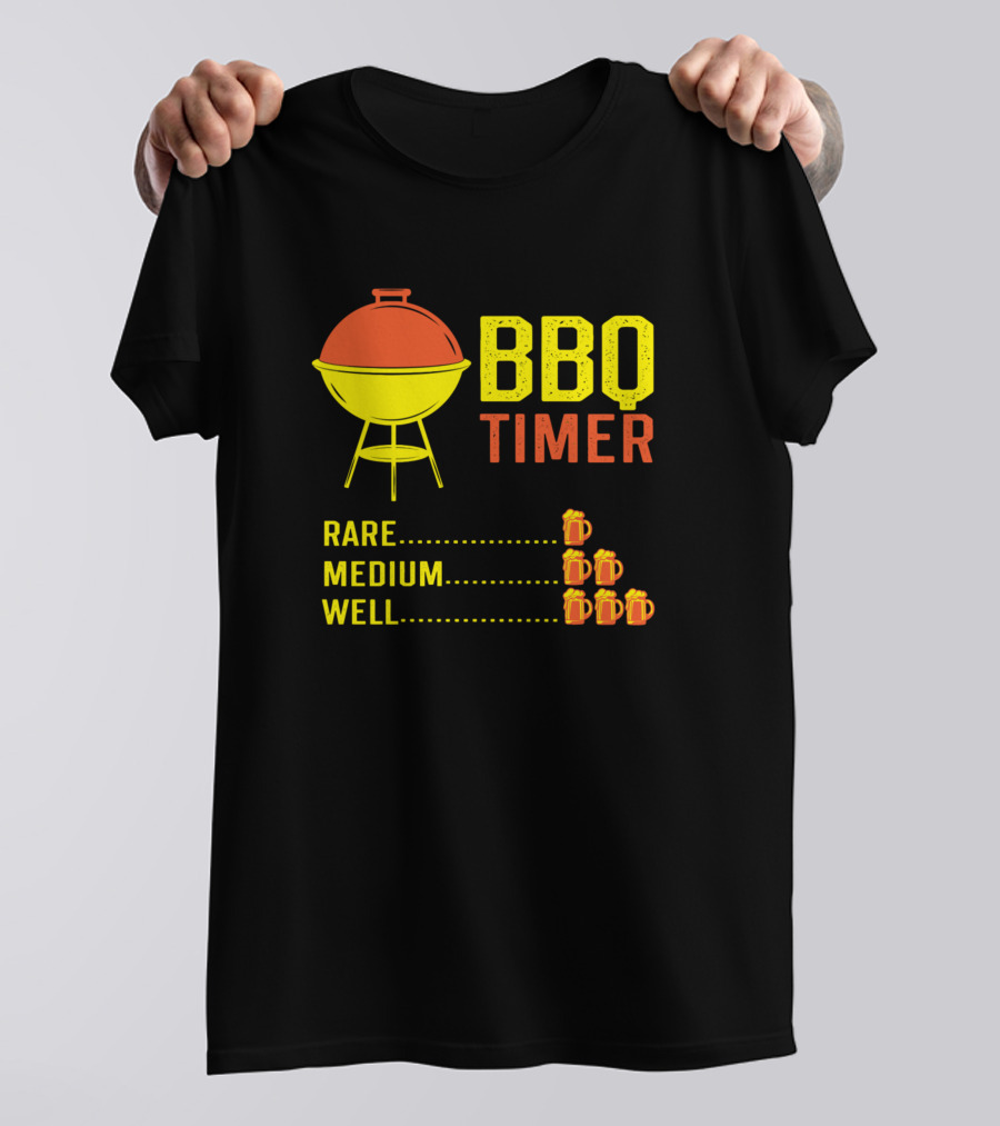 BBQ Timer Rare Medium Well Funny Barbecue Beer Chart Grill Cooking T-Shirt