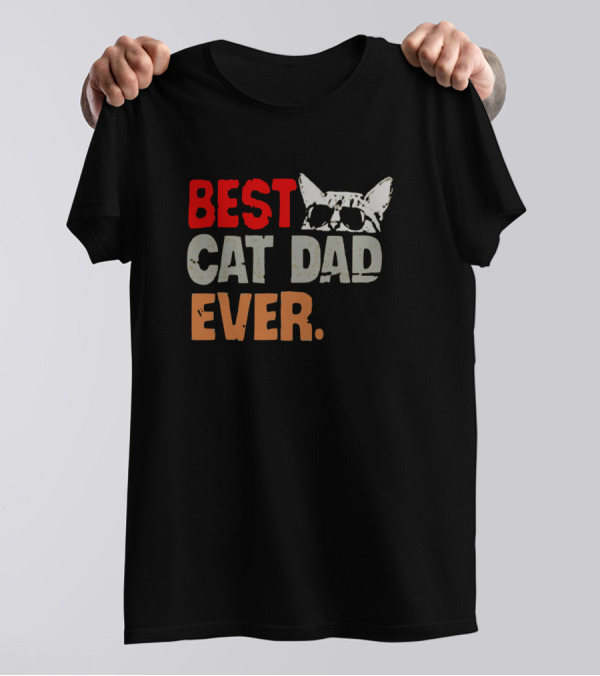 BEST CAT DAD EVER Sunglasses Cat Head T-Shirt