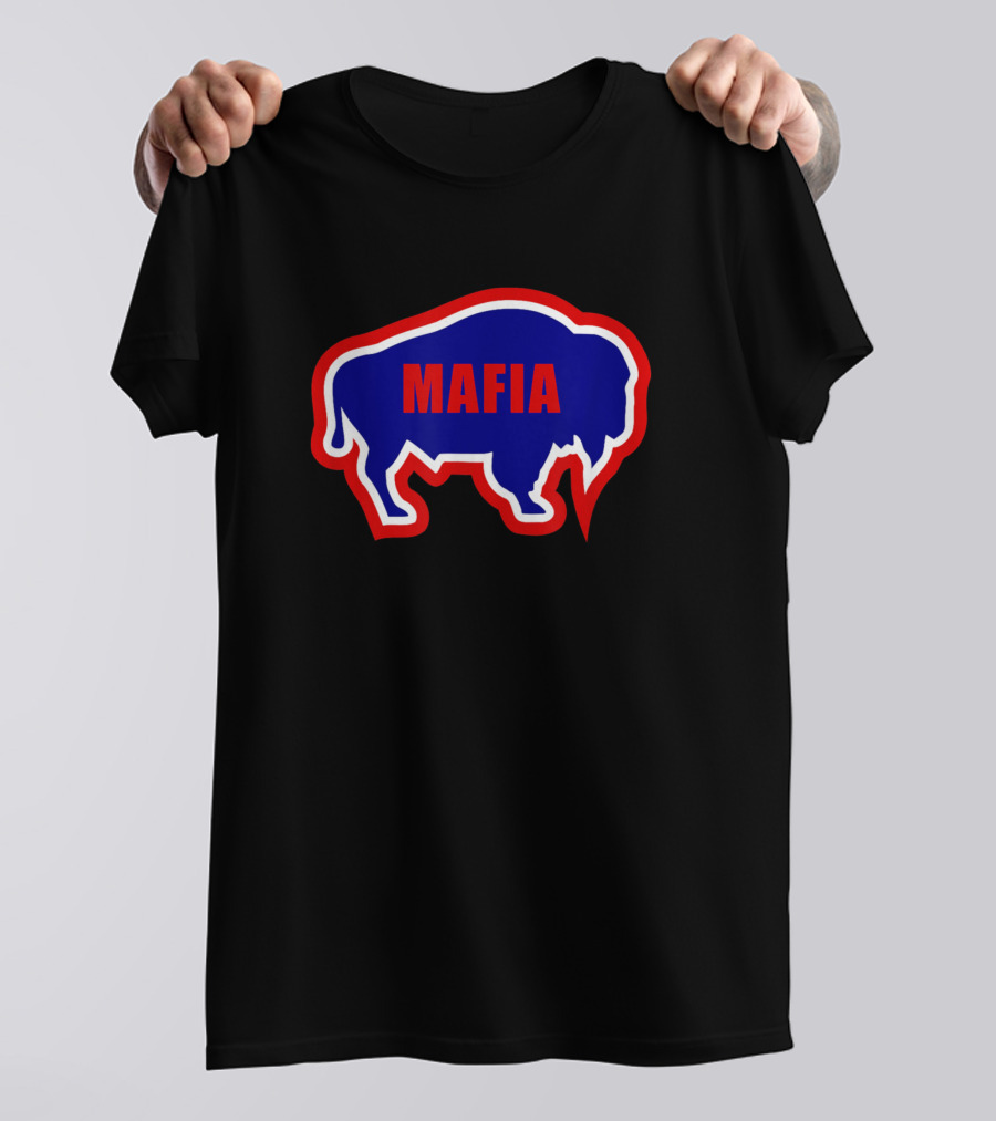 Bills Mafia Blue Buffalo Silhouette Red White Trim T-Shirt