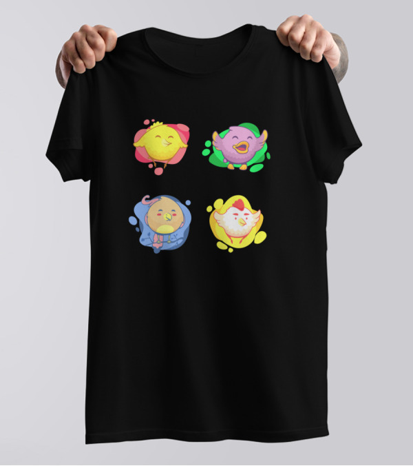 Bird Or Chicks Both Look Same Loving It Playful Cartoon Characters T-Shirt