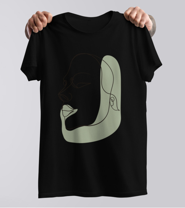 Body Positivity Face Line Drawing Simple Modern T-Shirt