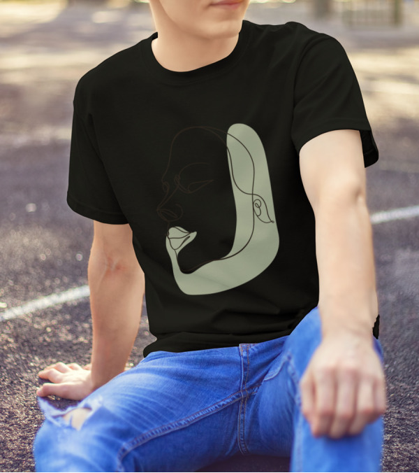 Body Positivity Face Line Drawing Simple Modern T-Shirt