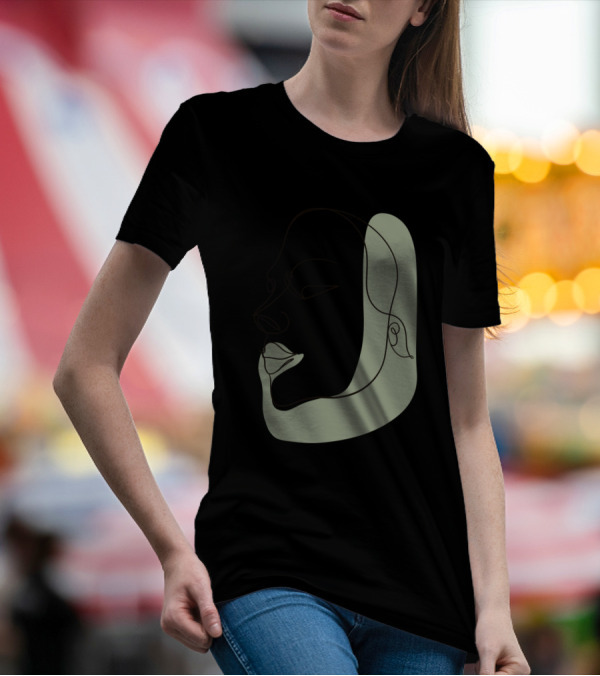 Body Positivity Face Line Drawing Simple Modern T-Shirt