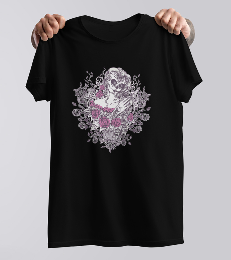 Candy Skull Rose Blossom T-Shirt