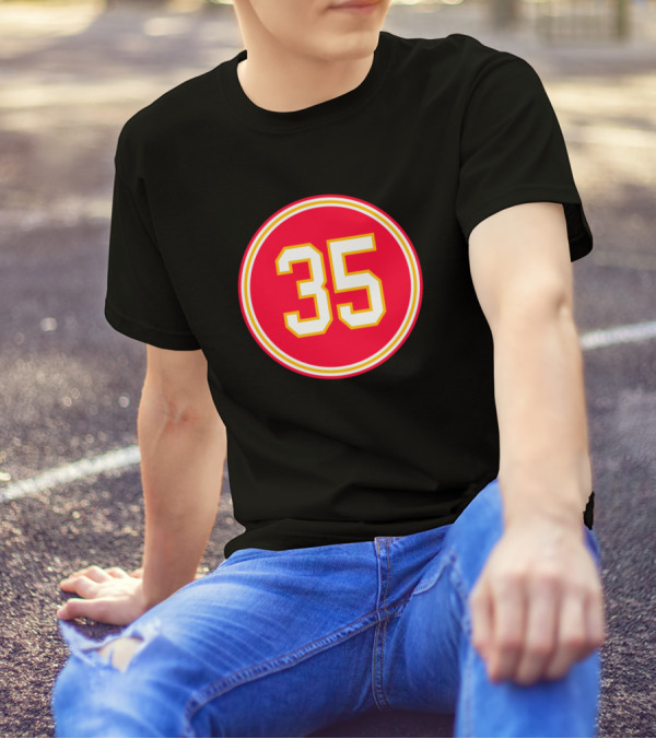 35 Red And Yellow Football Jersey T-Shirt