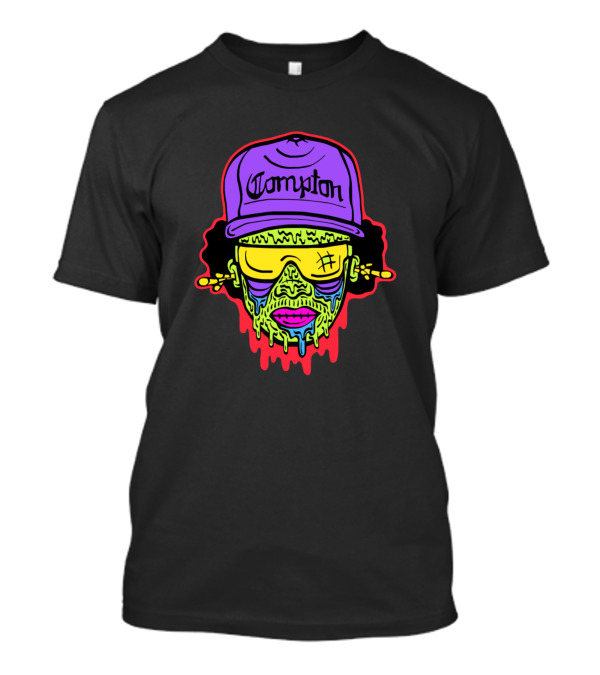 Compton Dripping Neon Zombie Gangsta With Cap And Shades T-Shirt