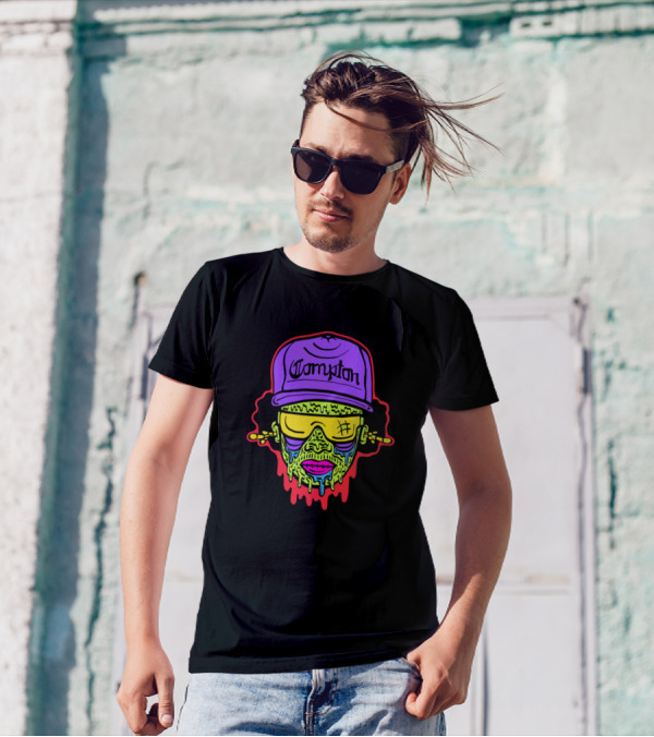 Compton Dripping Neon Zombie Gangsta With Cap And Shades T-Shirt