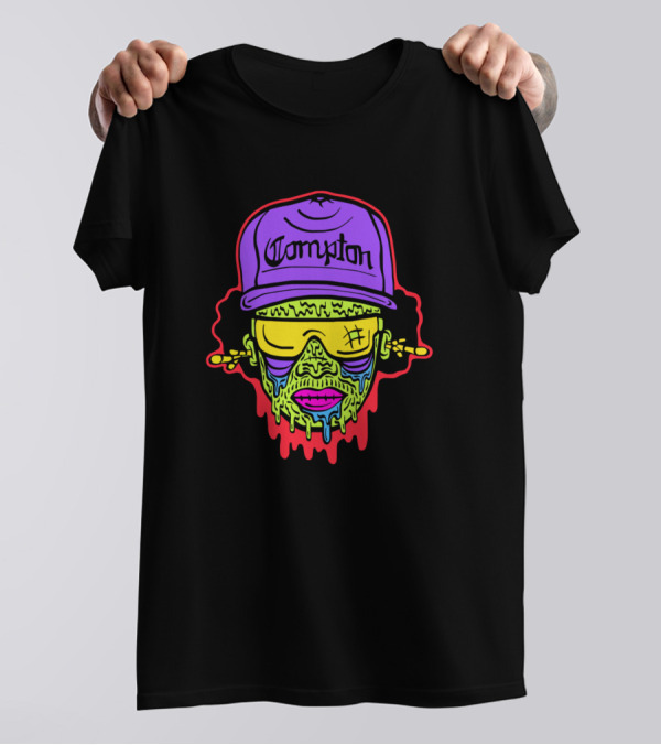 Compton Dripping Neon Zombie Gangsta With Cap And Shades T-Shirt
