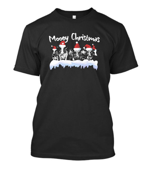 Mooey Christmas Funny Heifer Cow Farmer Santa Hats T-Shirt