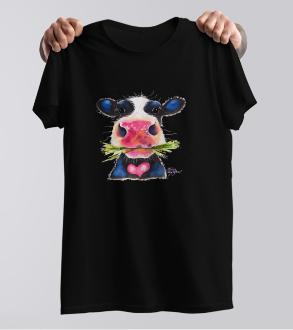Nosey Cow Rocky Cow Print By Shirley Macarthur T-Shirt
